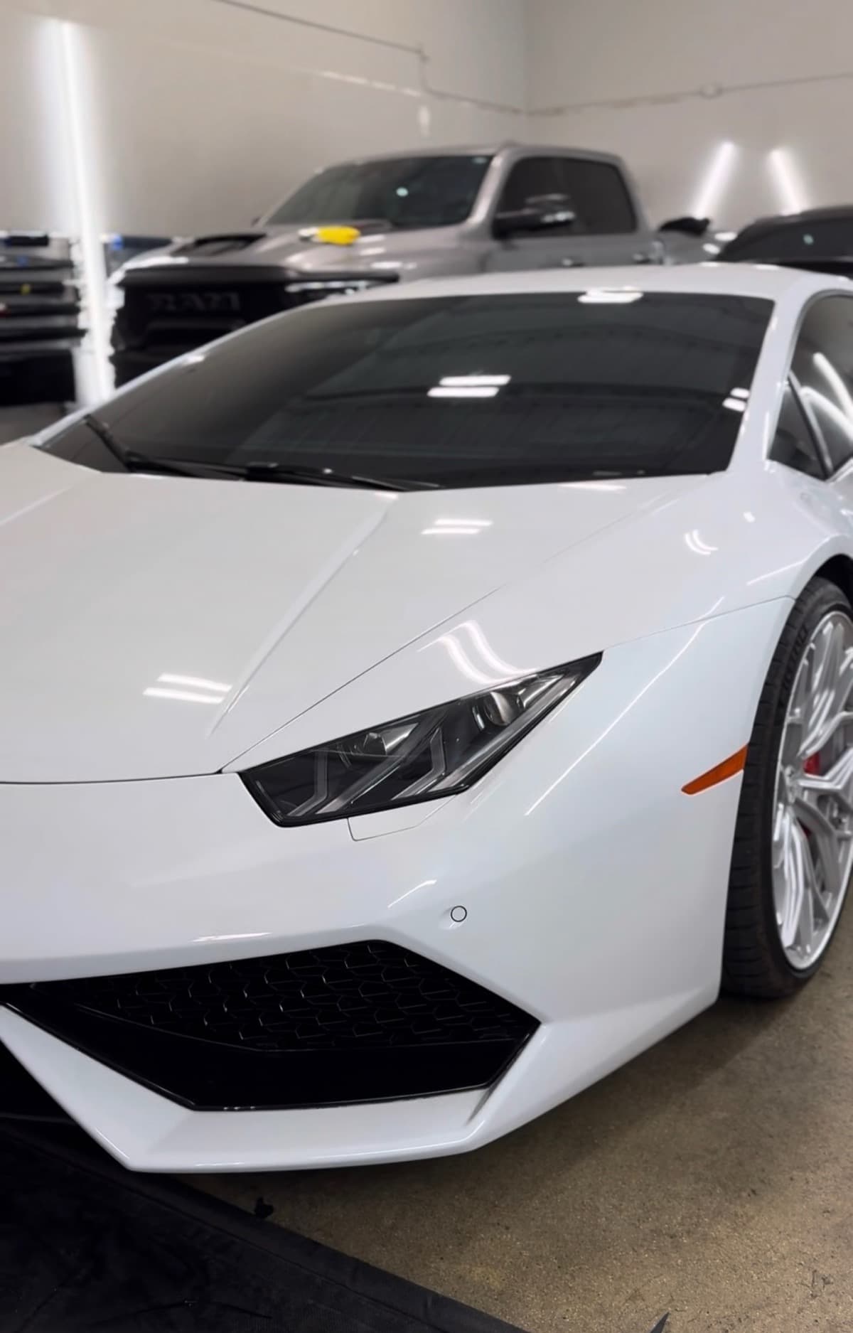 White Lamborghini Huracán with window tint